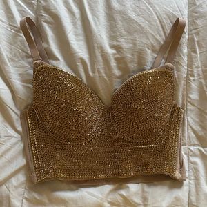 Windsor Gold Embellished Bustier Top
